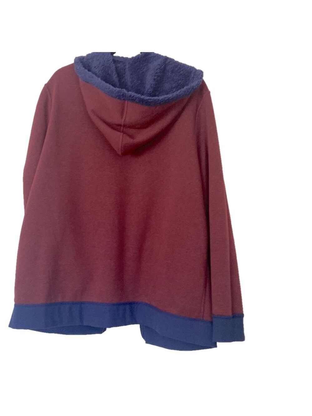 Travelers Full Zip Up Fleece + Sweatshirt 2 in 1 Reversible Indigo Burgundy Red